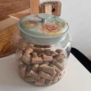 Glass Vintage Storage Jar with Floral Painted Lid